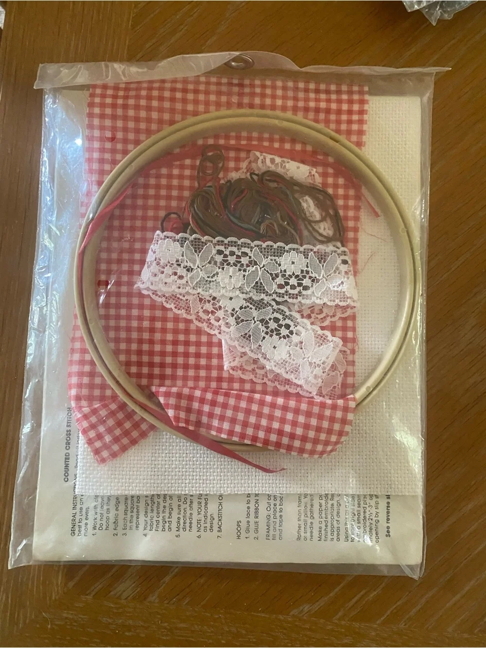 Valia Counted Cross Stitch Kit with Red and White Gingham